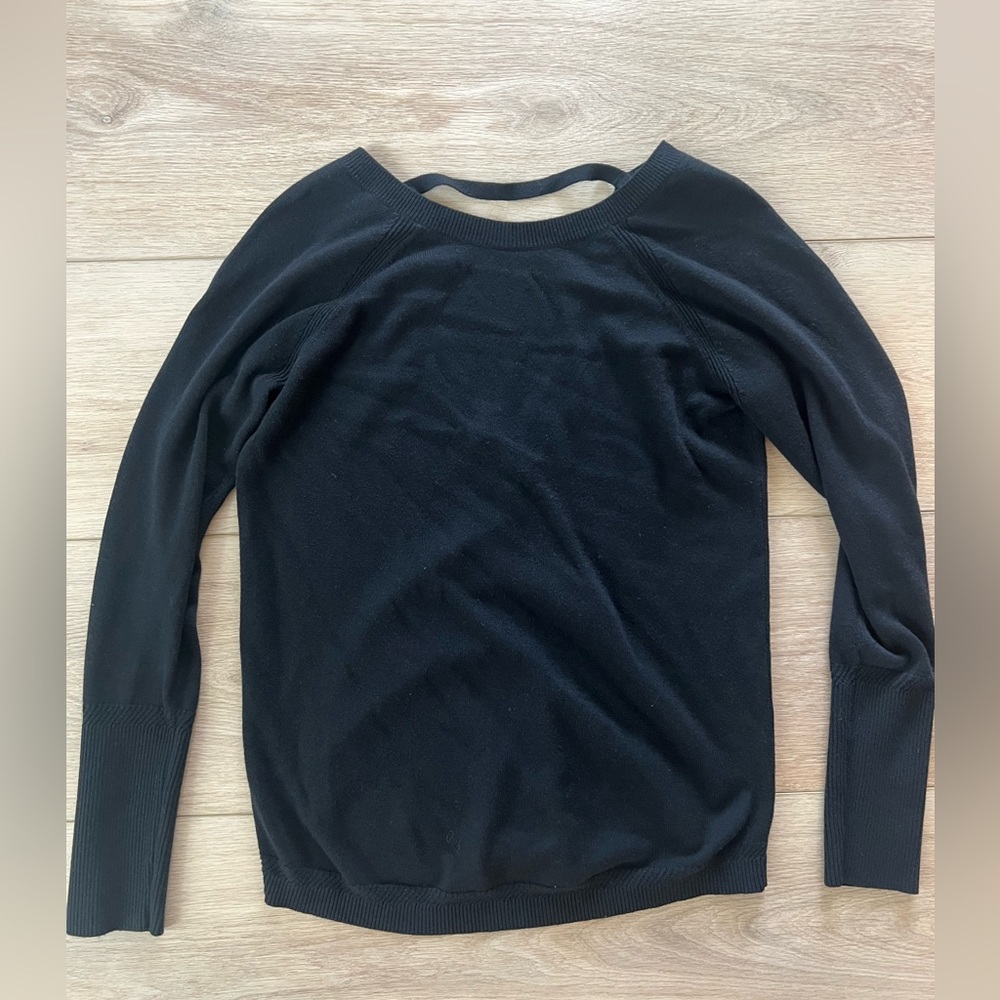 lululemon Sweater “Cashlu” Black Long Sleeve- Unity Drop Back- size 10